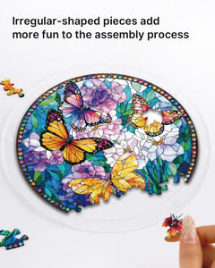 Attrape-soleil en verre teinté, motif papillon floral, en cristal artificiel, puzzle rond, décoration suspendue pour fenêtre, pour mariage, extérieur et usage domestique - Product Image 2