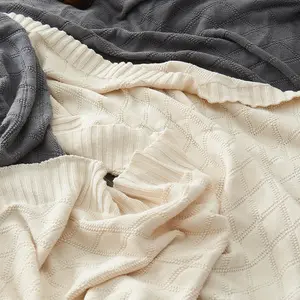 100% Cotton Blanket Nordic Throw Blanket Cozy Knitted Diamond Pattern Baby Children Swaddle Blanket Bedding