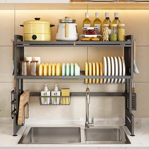 Lavabo üzerinde bulaşık kurutma rafı büyük bulaşık kurutma rafı Flip kapı paslanmaz çelik bulaşık damlalıklı mutfak lavabo organizatör - Product Image 5