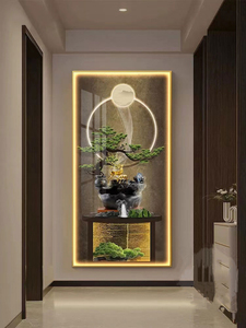 Decorazione per la casa soggiorno pittura creativa del paesaggio astratta di cristallo porcellana moderna pittura di <span class=keywords><strong>vetro</strong></span> con Led - Product Image 4