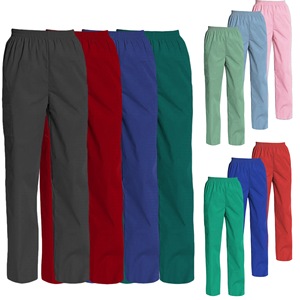 Medical Surgical Pants Unisex Solid Color Workwear Polyester Woven Elastic Waist Hospital Uniforms - Product Image 1