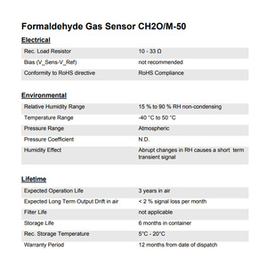 Membrapor Ch2o/M-50 Formaldehyde Gas Sensor 0-50 Ppm <b>Miniature</b> Housing For Portable Detectors - Product Image 2