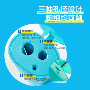 Deli Three Hole Pencil Sharpener For Kids And Students Portable Manual Plastic Geometric Design - Product Image 2