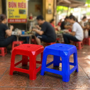 Modern Blue Plastic <b>Stool</b> 23.5cm X 23.5cm X 26cm Durable Heavy Duty Eco-Friendly Stackable Fabric Upholstery Bedroom Entry Home - Product Image 5