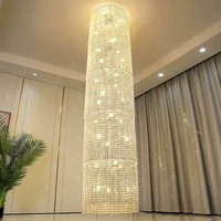 Lustre en cristal LED pour escalier long, salon, salle à manger, villa, duplex, lampe suspendue pour hall d'entrée, mariage, hôtel, restaurant