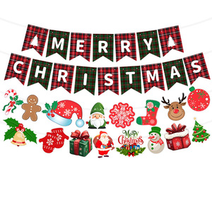 Christmas Banners <b>Paper</b> <b>Wall</b> Hanging Decor Set Traditional Holiday Garlands With Holly Print 6 Color Christmas Theme - Product Image 5