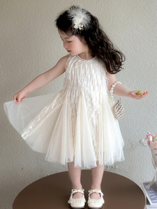 <span class=keywords><strong>Abito</strong></span> da Principessa <span class=keywords><strong>Bianco</strong></span> con Nappe per Bambina, Nuova Collezione Estiva 2026, Vestito Elegante e alla Moda per Bambine - Product Image 5