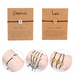 Braccialetti con ciondoli in acciaio inossidabile con 12 segni zodiacali (Cancro, Leone) per donna e <span class=keywords><strong>uomo</strong></span>, regalo di compleanno per lei e per lui, braccialetto con cordino nero - Product Image 3