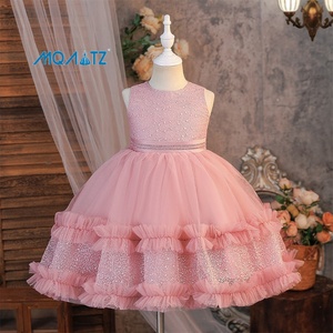 Vestido de Princesa Infantil Elegante con Diseño Floral en Satén MQATZ, Vestido de Alta Calidad con Capas para Fiesta de Cumpleaños de Bebés 12019 - Product Image 5