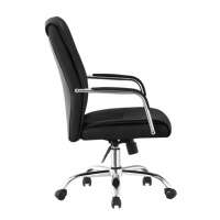 Chaise de bureau d'usine avec roue Meilleur prix chaise pivotante en cuir noir chaises de bureau chromées