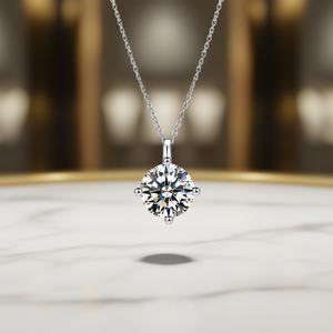 Collar Clásico con Colgante de Cristal para Mujer Xl382, Plata 925 con Baño de Rodio, Engaste de Garra, Cadena de Caja, Joyería de Compromiso - Product Image 2