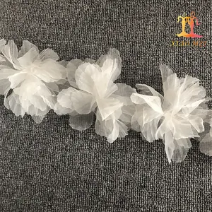 Novo estilo 3d flor organza renda guarnição XM-FT0021