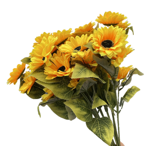 Bouquet artificiel de mariage fait à la main en <span class=keywords><strong>jaune</strong></span> vif pour décoration de banquet et arrangement de salle Fleurs de mariage - Product Image 1