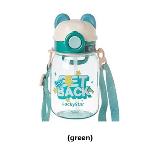 JY漫画子供用プラスチック製水筒幼稚園児用ストローカップ学生用携帯ストラップワンクリックポップアップキャップ付き可愛い水筒 - Product Image 5