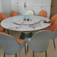 Luxuriöser Minimalistischer Moderner Esstisch, Rund, Skandinavischer Stil, Drehbar, aus Stein, für Zuhause, Hotel und Wohnzimmer