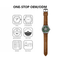 Montre mécanique manuelle OEM 43 mm avec tourbillon central, boîtier en acier inoxydable 316L, bracelet en cuir véritable, montre de luxe pour homme