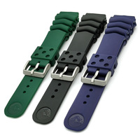 Bracelet de montre en caoutchouc silicone Nd Limits pour plongée profonde, avec joint plat et boucle ardillon en acier inoxydable, 20 22 24 mm, noir, vert, étanche