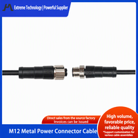 Câble de connecteur d'alimentation métallique M12, circulaire, industriel, automobile, pour capteur, IP67, 12V 4A, mâle, noir, 8 broches