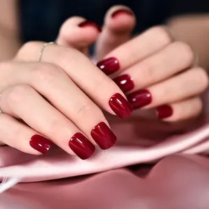 Decorazione rosso brillante 24 punte/scatola Private Label Rts finte Nail Art punte copertura completa breve stampa sulle unghie estensione per ragazze