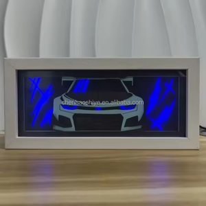 Nouvelle boîte à lumière en bois personnalisée à faire soi-même, cadre en bois, forme <span class=keywords><strong>de</strong></span> voiture, lumière LED 3D, lumière nocturne créative, cadeaux visuels pour les amateurs <span class=keywords><strong>de</strong></span> voitures - Product Image 4