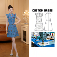 9370 [Glamour Élégant] Nouvelle Robe d'été tendance à motif floral, style rétro chinois, avec fermeture grenouillère, coupe ajustée