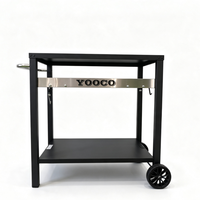 Nouvelle table de barbecue mobile en métal pour l'extérieur, chariot de transport portable pour grils de table et fours à pizza