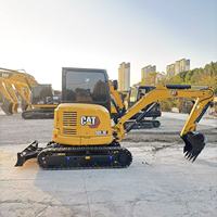 Mini-excavatrice Caterpillar 303.5E2 d'occasion, 3,5 tonnes, moteur hydraulique sur chenilles d'origine japonaise, 2024, faible nombre d'heures de fonctionnement, bon état