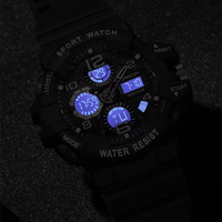Montre de sport Ana Digi à double affichage pour homme, résistante à l'eau jusqu'à 50 m, chronographe numérique analogique, chronomètre au poignet