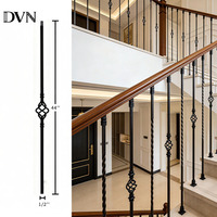 Balustres en fer forgé creux de style vintage européen DVN, noirs, thermolaqués, pour escalier intérieur, 1/2 * 44 pouces