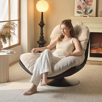 Fauteuil lounge escamotable à 360 degrés en velours doux rembourré, chaise de loisirs individuelle avec base en métal, fauteuil d'appoint relaxant pour salon