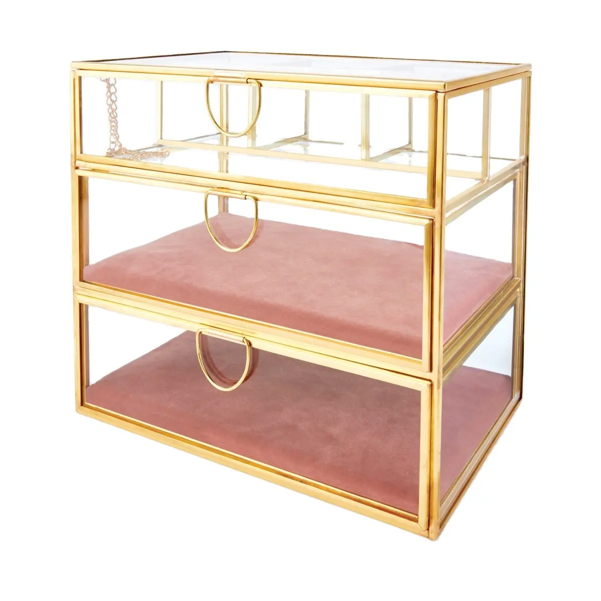 3 Tier Glass Jewelry Box