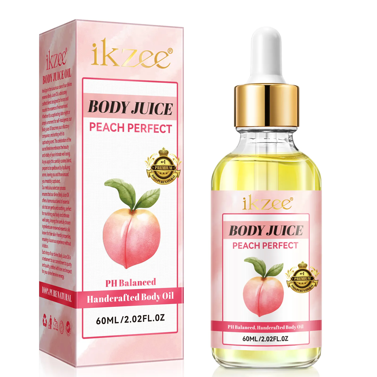 IKZEE deeply nourish anti aging 60ml body essential oil peach wholesale perfume fragrance firming body perfume juice oil