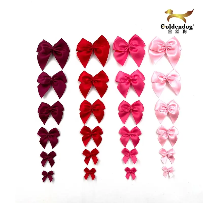 Ribbon Bow Decorative Cheap Factory Wholesale Colors Handmade Pre Made Mini Satin Ribbon Bow For Decoration