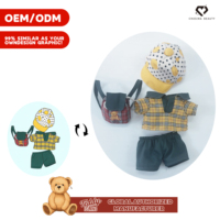 Teddy ISLAND sous licence mondiale, jouet en peluche super doux Ours Teddy avec barette vintage à carreaux jaunes et rembourrage en coton PP