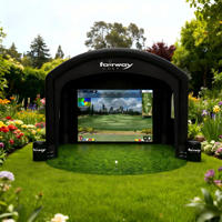 Location d'événement sportif intérieur d'usine écran gonflable simulateur de golf tente noire simulateur d'entraînement de golf portable cabine de clôture