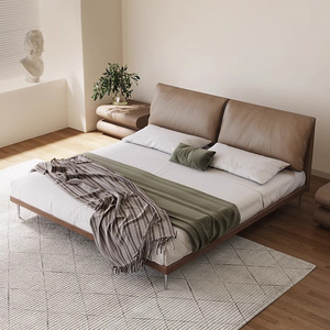 เตียงห้องนอนโลหะนิ่มหนังสองชั้นขนาดคิงไซส์1.8เมตรนอร์ดิกสไตล์อิตาลีใหม่ - Product Image 5