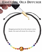 Zooying – collier ras du cou 7 Chakra en cristal, pierre de guérison, pendentif œil de tigre avec pierre de lave, huile essentielle