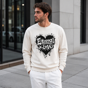 Men's Winter Crewneck <b>Sweatshirt</b> Custom Branding <b>Heart</b> Graphic Print Long Sleeve Jersey Knit Hoodie - Product Image 6