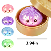 Jouets anti-stress lumineux en forme de boulette, simulation de pain vapeur, avec veilleuse LED, vente en gros en stock