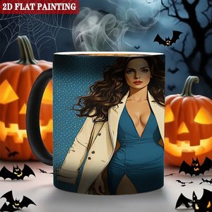Special Mug For Hot Cocoa Lovers Frosted Black 11oz Ceramic Heat Color Changing <b>Magic</b> <b>Cup</b> - Product Image 6