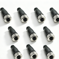 Connecteur mâle M12 étanche IP67 à 4 broches, droit, rond, en TPU, avec contacts en cuivre plaqué or pour capteurs et actionneurs