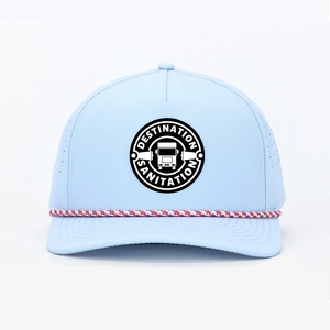 Casquette de golf personnalisée en corde, imperméable, perforée au laser, 5 panneaux, style camionneur, avec patch en caoutchouc PVC, casquette de baseball sportive - Product Image 1