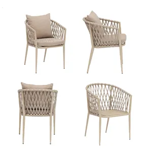 Stackable outdoor patio garden set furniture woven Outdoor chairs Patio cast aluminum rope chair furniture