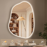 Miroir de courtoisie LED sans cadre anti-buée irrégulière pour salle de bain Miroir de maquillage LED rétro-éclairé pour chambre et salon