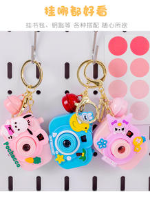 Dessin animé mignon brillant Mini caméra jouet Silicone porte-clés sac tentures PVC voiture clé pendentif petit cadeau en gros anneaux décorations - Product Image 6