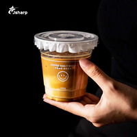 Gobelets en PET transparents en gros, logo personnalisé imprimé, 12-24 oz, gobelets en plastique pour matcha, café froid, à emporter, avec couvercles