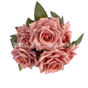 Ramo de Rosas Artificiales Cappuccino y Manta Rose, Flores de Seda de Alta Simulación, Decoración para el Hogar, Decoración para Bodas - Product Image 5