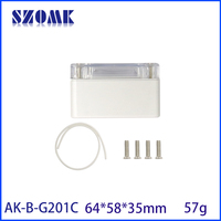 Boîtier étanche IP65 64x58x35mm avec couvercle transparent en PC et base en ABS pour capteur IoT et module de contrôle intelligent