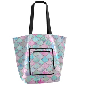 Wholesale Custom Printed Eco Friendly Recycle Reusable Polyester Grocery Bag <b>Handbag</b> Fabric Tote Shopping Bags - Product Image 1