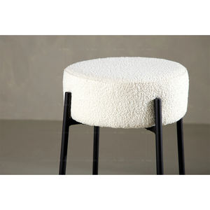 Tabourets de comptoir en tissu blanc de forme ronde de Style nordique <span class=keywords><strong>chaise</strong></span> de Bar de cuisine moyenne Simple avec pied de Base de couleur noire - Product Image 4